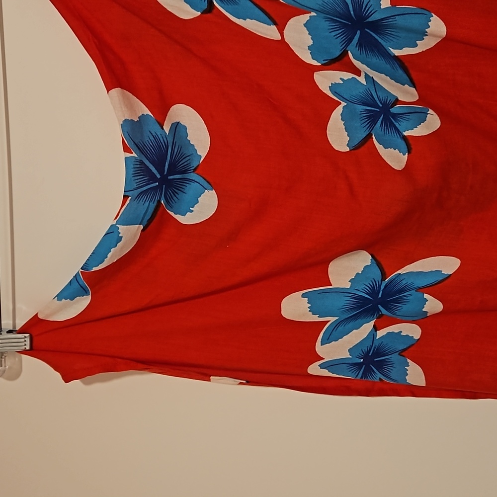 Tropical flower print wrap sarong pareo with fringe Hawai'i cover up like new - Picture 4 of 6